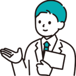 結果説明をしようとしているスーツ姿の男性