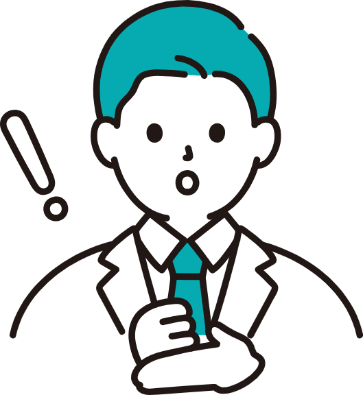 男性がハっとした表情で手を合わせている様子。何かに驚いているのか、気づいたのか、そんな様子